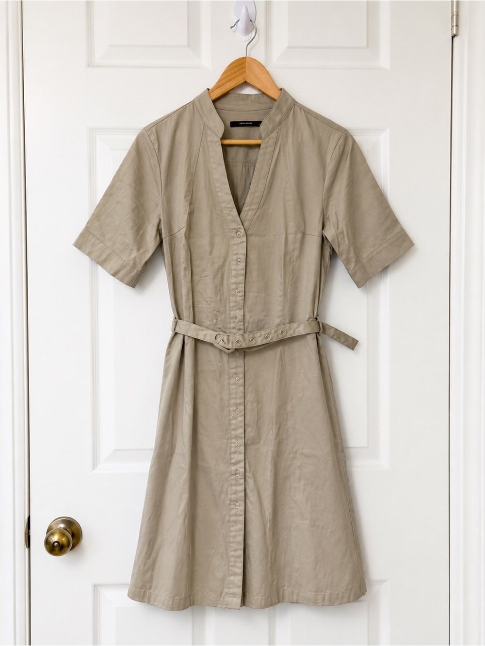 Vero Moda Taupe Button-Front Midi Shirt Dress